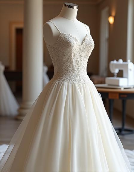 Vestido a medida confeccionado en el atelier Cumbres de Estilo